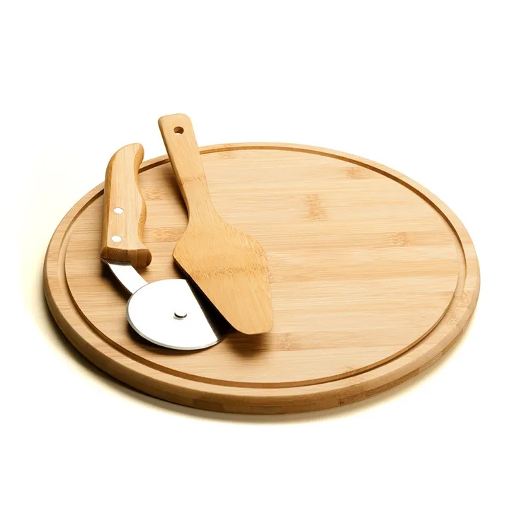 CONJ. PARA PIZZA EM BAMBU NAPOLI 30 CM - 3 PÇS