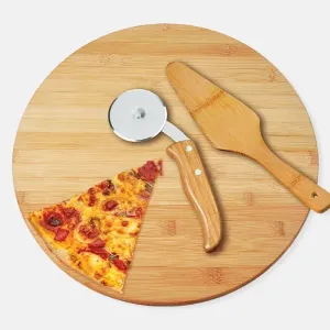 CONJ. PARA PIZZA EM BAMBU NAPOLI 35 CM - 3 PÇS