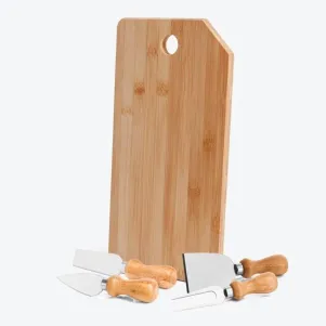 CONJ. PARA QUEIJO EM BAMBU / INOX OREGON - 5 PÇS