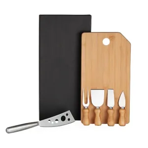 CONJ. PARA QUEIJO EM BAMBU / INOX OREGON - 6 PÇS