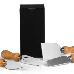 CONJ PARA QUEIJO INOX/BAMBU - 4 PÇS - COM CAIXA