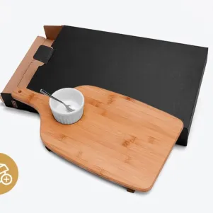 CONJ. PARA SERVIR EM BAMBU / INOX - 3 PÇS