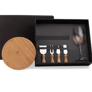 CONJ. TAÇA, TÁBUA E UTENSILIOS - 6 PEÇAS