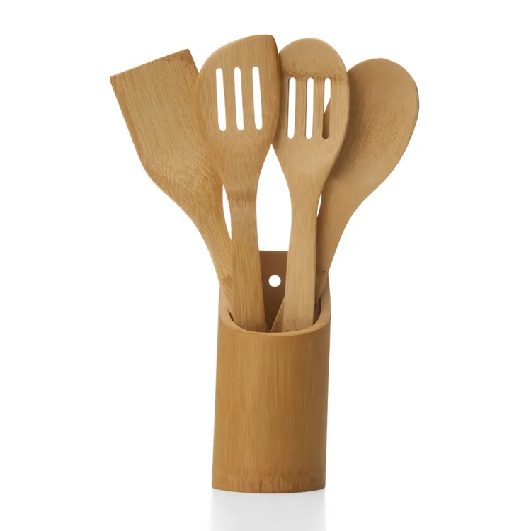 CONJUNTO DE UTENSÍLIOS EM BAMBU  - 5 PÇS