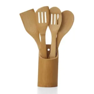 CONJUNTO DE UTENSÍLIOS EM BAMBU  - 5 PÇS