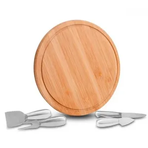 CONJUNTO PARA QUEIJO EM BAMBU / INOX - 5 PÇS