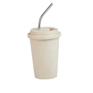 COPO EM FIBRA DE BAMBU COM CANUDO E LIMPADOR