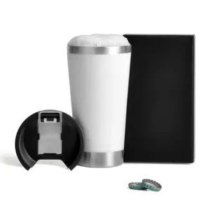 COPO TÉRMICO C/ TAMPA E ABRIDOR - BRANCO - 500 ML