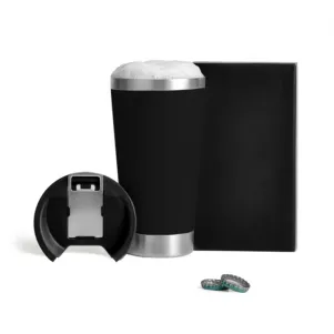 COPO TÉRMICO C/ TAMPA E ABRIDOR - PRETO - 500 ML