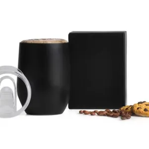 COPO TÉRMICO C/ TAMPA - PRETO - 340 ML