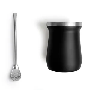 CUIA TÉRMICA EM AÇO INOX COM BOMBA - PRETO - 300ML