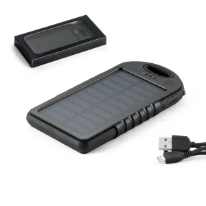 DAY. Bateria portátil solar em ABS com painel solar e LED 2000 mAh