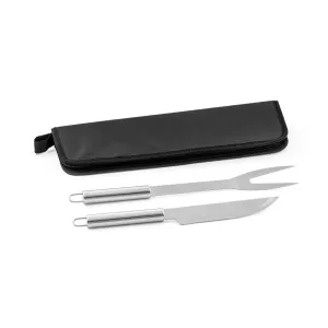 DURAND. Kit churrasco em estojo em 210D com 2 utensílios em aço inox