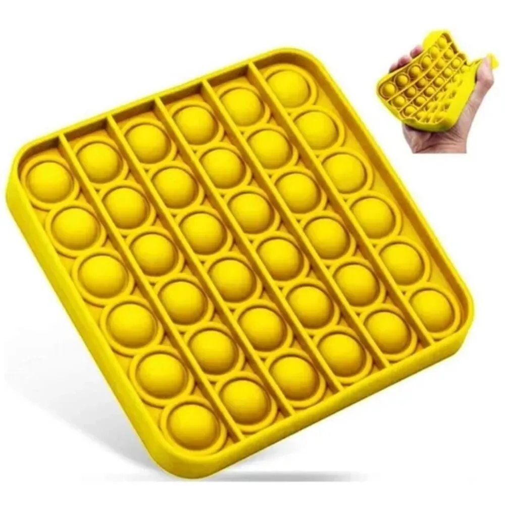 Fidget Pop It Toys – Bolhas Anti-Stress – Amarelo Quadrado