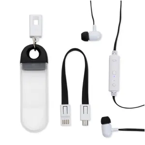 Fone de Ouvido Bluetooth com estojo e cabo para recarga