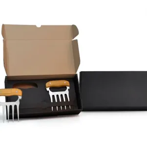 GARFOS COM 5 DENTES EM BAMBU - INOX - 11,5X14,5CM - 2 PÇS