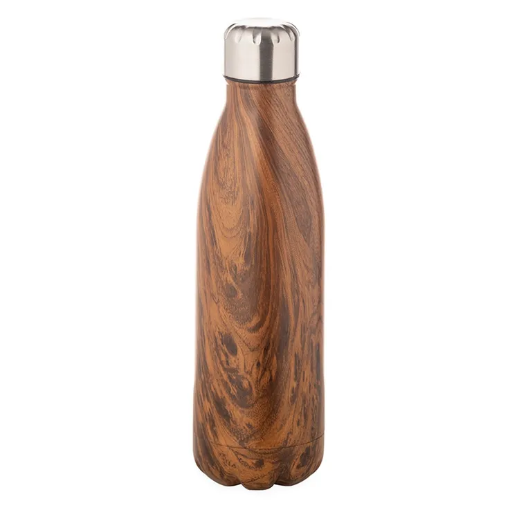 GARRAFA COM TAMPA EM AÇO INOX - AMADEIRADO - 750ML