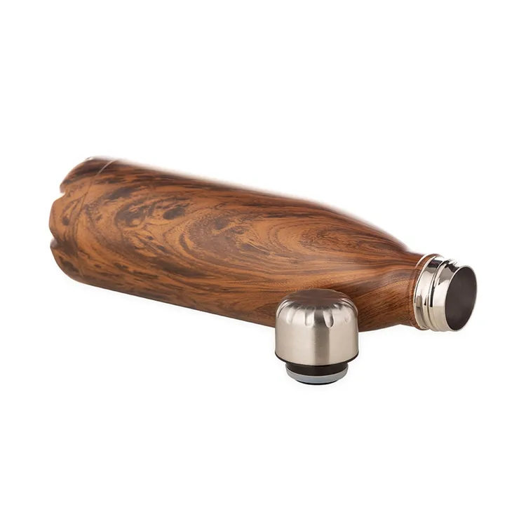 GARRAFA COM TAMPA EM AÇO INOX - AMADEIRADO - 750ML
