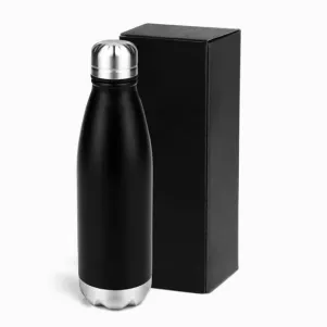 GARRAFA COM TAMPA EM AÇO INOX - PRETA - 750ML