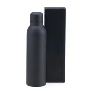 GARRAFA EM INOX PAREDE DUPLA NA COR PRETO - 470 ML