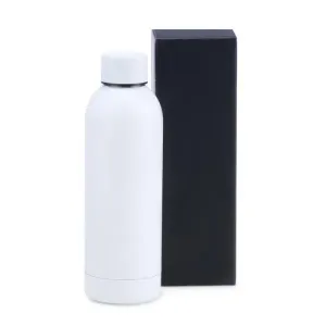 GARRAFA EM INOX PAREDE DUPLA - BRANCA - 500 ML