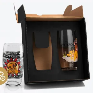 JOGO DE COPOS VIDRO 300 ML - REI LEÃO - 2 PÇS