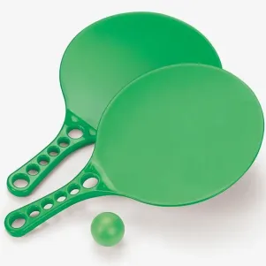 JOGO DE RAQUETES EM POLIPROPILENO VERDE - 3 PÇS