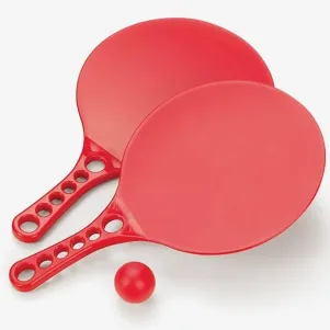 JOGO DE RAQUETES EM POLIPROPILENO VERMELHO - 3 PÇS