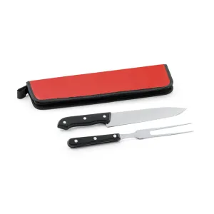 JULLEMIER. Kit churrasco em estojo em 210D em 2 utensílios em aço inox e PP