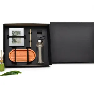 KIT BANDEJA, AROMATIZADOR E ACESSÓRIOS - 4 PÇS - BAMBU