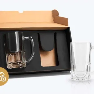 KIT COM CANECAS DE VIDRO PARA CHOPP DE 340 ML