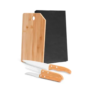 KIT COZINHA EM BAMBU/INOX COM FACA DESOSSA OREGON - 4 PÇS