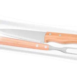 KIT DE GARFO E FACA 7" EM BAMBU - 2 PÇS