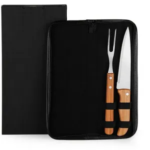 KIT GARFO E FACA INOX / BAMBU COM ESTOJO- 3 PÇS