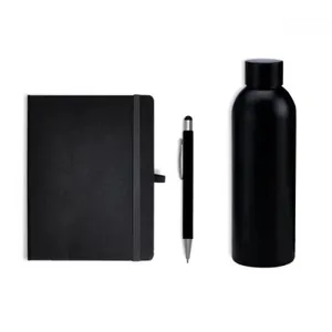 KIT GARRAFA, CADERNO E CANETA - PRETO - 3 PÇS