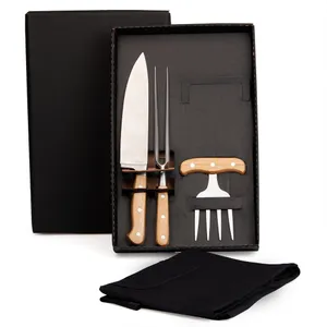 KIT PARA CHURRASCO COM AVENTAL - 4 PÇS