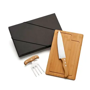 KIT PARA CHURRASCO EM BAMBU COM GARFO  4 DENTES - 3 PÇS