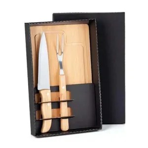 KIT PARA CHURRASCO EM BAMBU COM TÁBUA 32CM