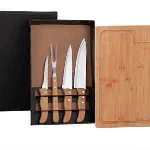 KIT PARA CHURRASCO EM BAMBU/INOX