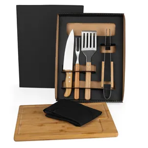 KIT PARA CHURRASCO/HAMBÚRGUER COM PEGADOR E ESPÁTULA - 6 PÇS