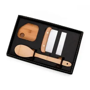 KIT PARA COZINHA EM BAMBU / INOX COM ESPÁTULA MULTIUSO - 3 PÇS