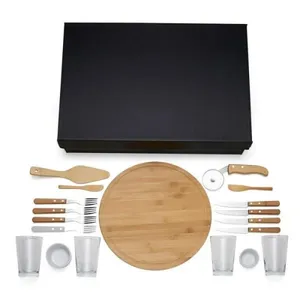 KIT PIZZA EM BAMBU COM COPOS - 19 PÇS