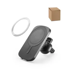 KOCH. Carregador magnético wireless em ABS (60% reciclado) e silicone com a funcionalidade de suporte para carro