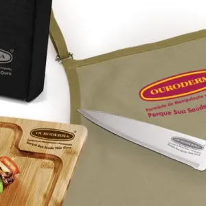 KIT PARA CHURRASCO E CAIPIRINHA COM AVENTAL - 14 PÇS
