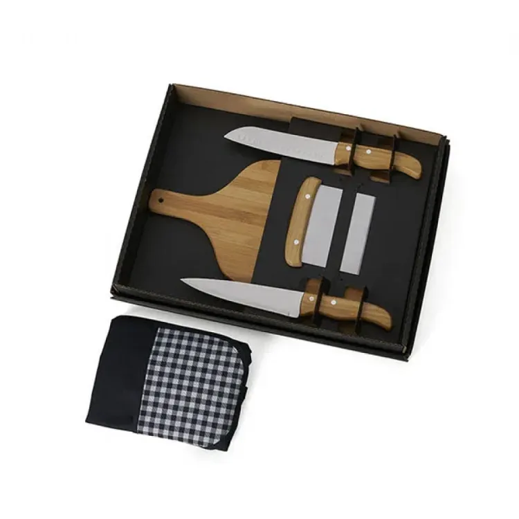 KIT PARA COZINHA EM BAMBU / INOX COM ESPÁTULA MULTIUSO - 4 PÇS