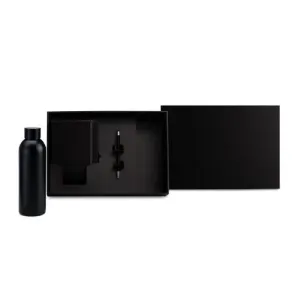 KIT GARRAFA, CADERNO E CANETA - PRETO - 3 PÇS