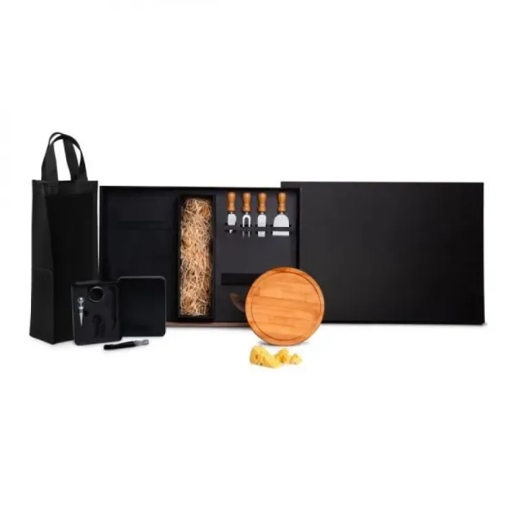 KIT QUEIJO E VINHO COM ESPAÇO PARA GARRAFA - 11 PÇS