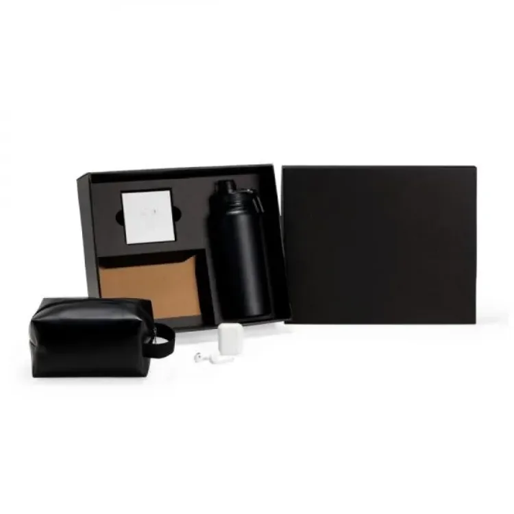 KIT GARRAFA, FONE BLUETOOTH E NECESSAIRE - 3 PÇS