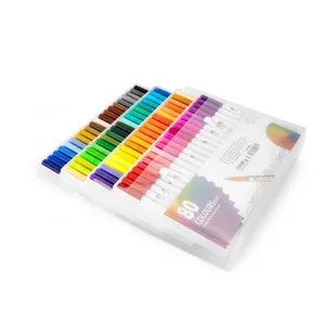 Kit Canetinhas Ponta Dupla Com 80 Cores