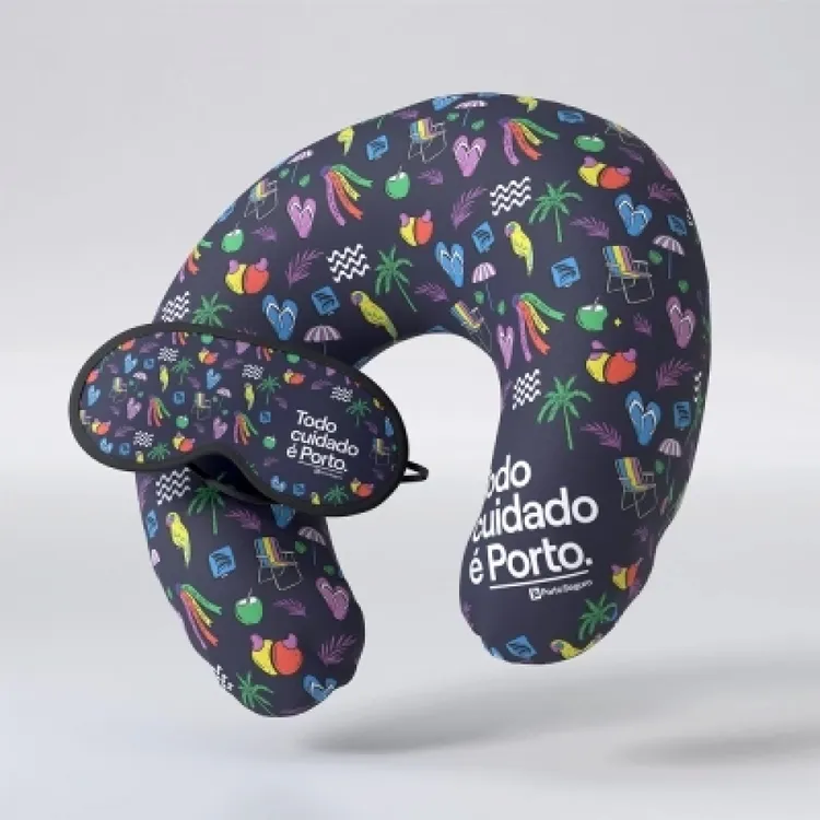 Kit Viagem 2 Almofada de Pescoço + Máscara Dormir